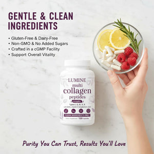 LUMINE Multi Collagen Complex Capsules – Non-Gmo, Gluten-Free & Easy to Swallow (120 Capsules)