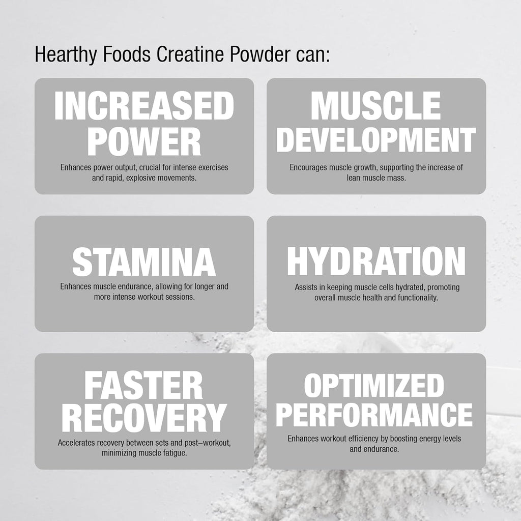 HEARTHY FOODS Creatine Monohydrate Micronized Powder 500G - 100 Servings, 5000Mg per Serving (5G) - for Men & Women Muscle Growth & Recovery - UNFLAVORED
