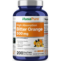 Nusapure Bitter Orange - Suitable for Vegetarian/Vegan, Non - GMO - 500Mg 200 Capsules