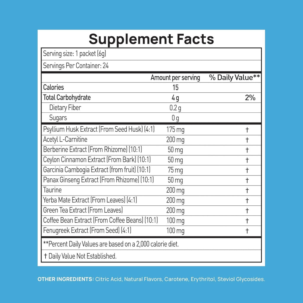 GLP-1 Supplement | Natural GLP-1 Production | GLP 1 Booster Drink Mix to Control Appetite and Cravings | Great Tasting Metabolic Support - Yerba Mate, Garcinia Cambogia, Berberine [Tropical Fruit]