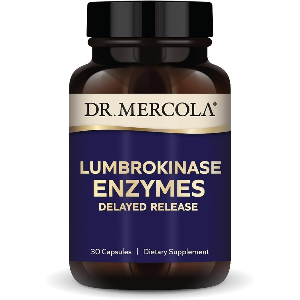 Dr. Mercola Lumbrokinase Enzymes - Delayed Release Formula - Dietary Supplement for Cardiovascular & Energy Support - Non-Gmo, Gluten-Free & Soy-Free - 30 Capsules (30 Servings)