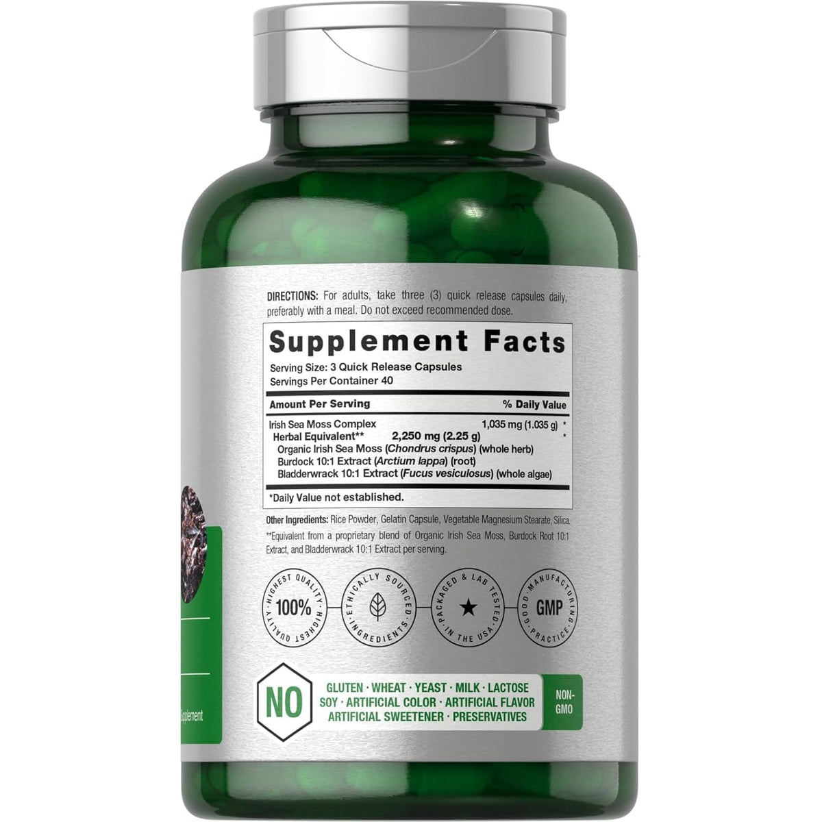 Horbäach Sea Moss Complex Capsules | 120 Count | Complex Formula with Bladderwrack & Burdock Root | Non-Gmo & Gluten Free Supplement