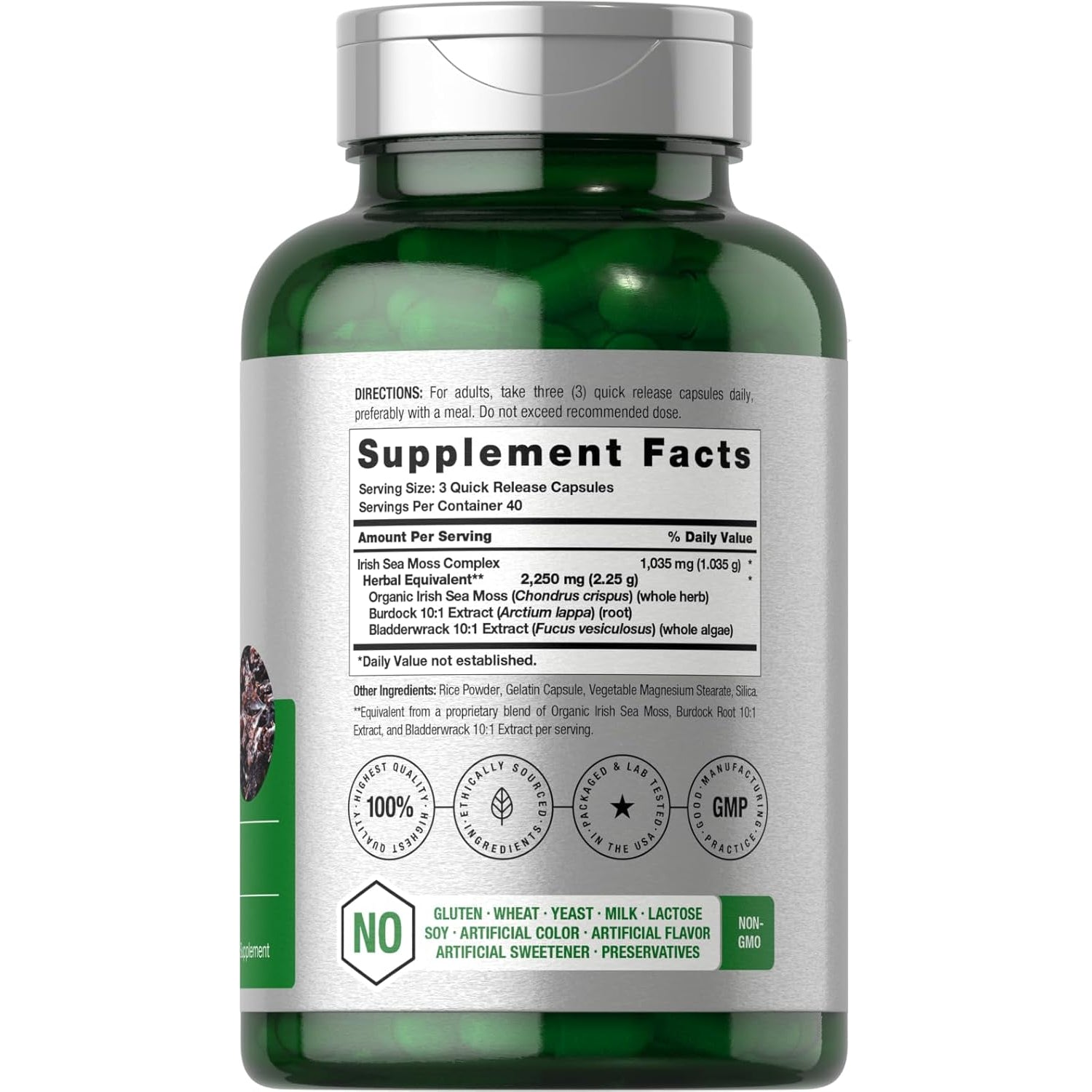 Horbäach Sea Moss Complex Capsules | 120 Count | Complex Formula with Bladderwrack & Burdock Root | Non-Gmo & Gluten Free Supplement