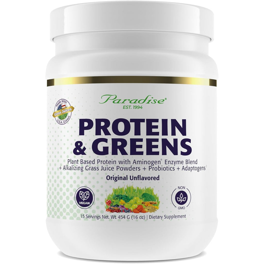 Paradise Herbs ORAC Energy Protein & Greens Powder, Antioxidant Power of 24 Servings of Fruits & Vegetables in 1 Scoop + 20G Protein, Unflavored, 15 Servings