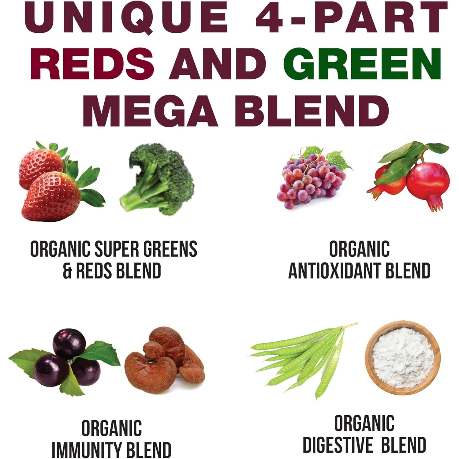 Kids Greens and Reds Superfood Powder - Best Tasting Organic Vegan Super Food Juice with 25+ Fruits and Vegetables - Gluten Free Real Food Vitamins - Green and Red Superfoods Supplement for Children