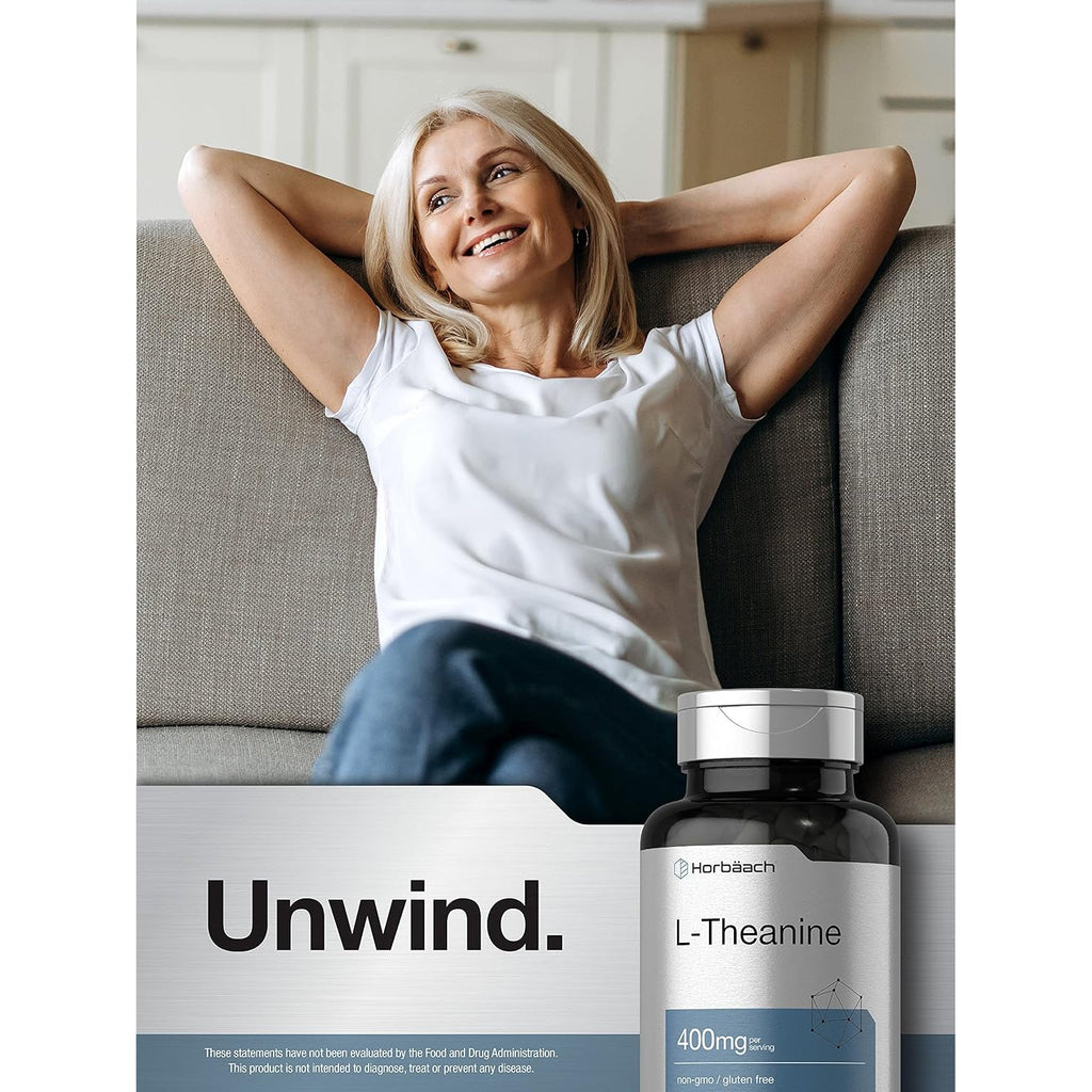 Horbäach L-Theanine Supplement | 400Mg | 120 Powder Capsules | Non-Gmo & Gluten Free