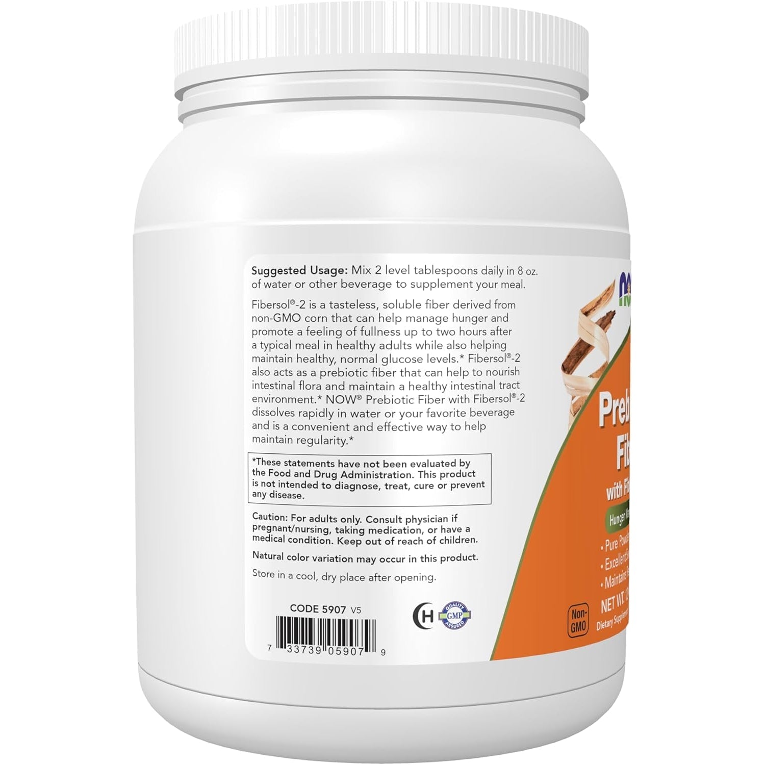 NOW Foods Supplements, Prebiotic Fiber with Fibersol-2, Derived from Non-Gmo Corn, Powder, 12-Ounce
