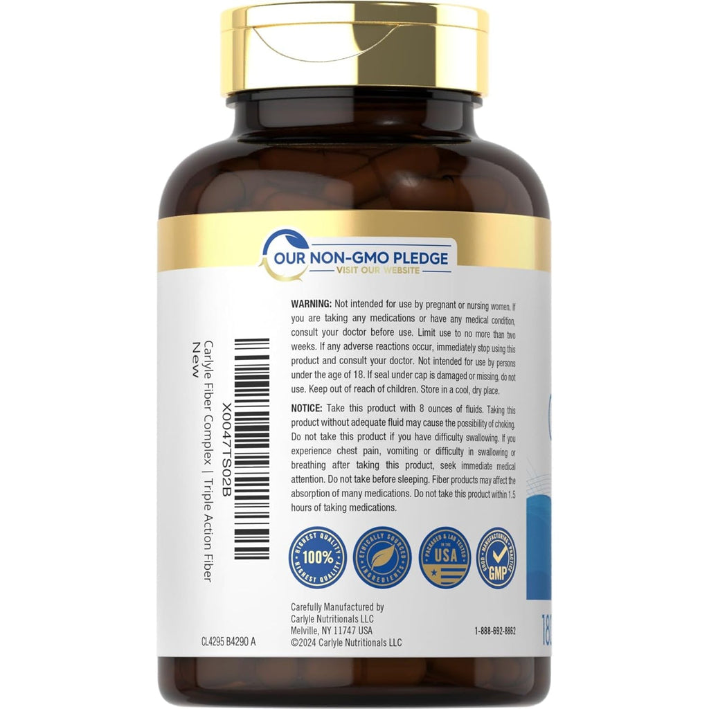 Carlyle Triple Action Fiber Complex | 180 Capsules | Vegetarian, Non-Gmo and Gluten Free Supplement