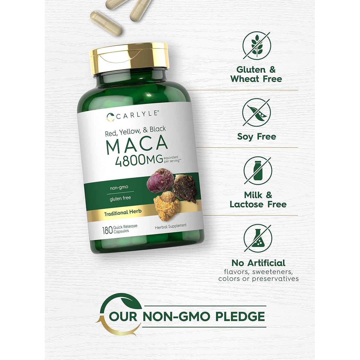Carlyle Maca Root Capsules for Women & Men | 180 Count | High Potency Extract | Non-Gmo & Gluten Free Supplement