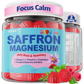 Saffron +Magnesium Glycinate +Omega-3 - Calm Focus Gummies for Kids 4+, Saffron Extract Supplement with L-Theanine, Holy Basil, Rosemary, B6, D3 for Happy Mood, Cognition, Zzz, Sugar Free, 2 Pack
