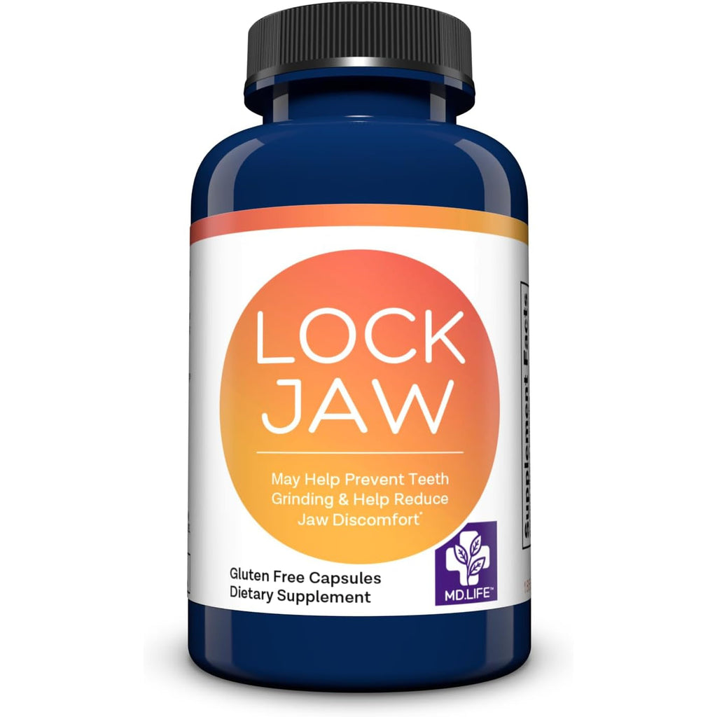 MD.LIFE Lock Jaw Assistance - 60 Vegan Capsules - TMJ Relief Support and Jaw Relaxer Supplement - Double Strength Formula Tension Relief- Third-Party Tested