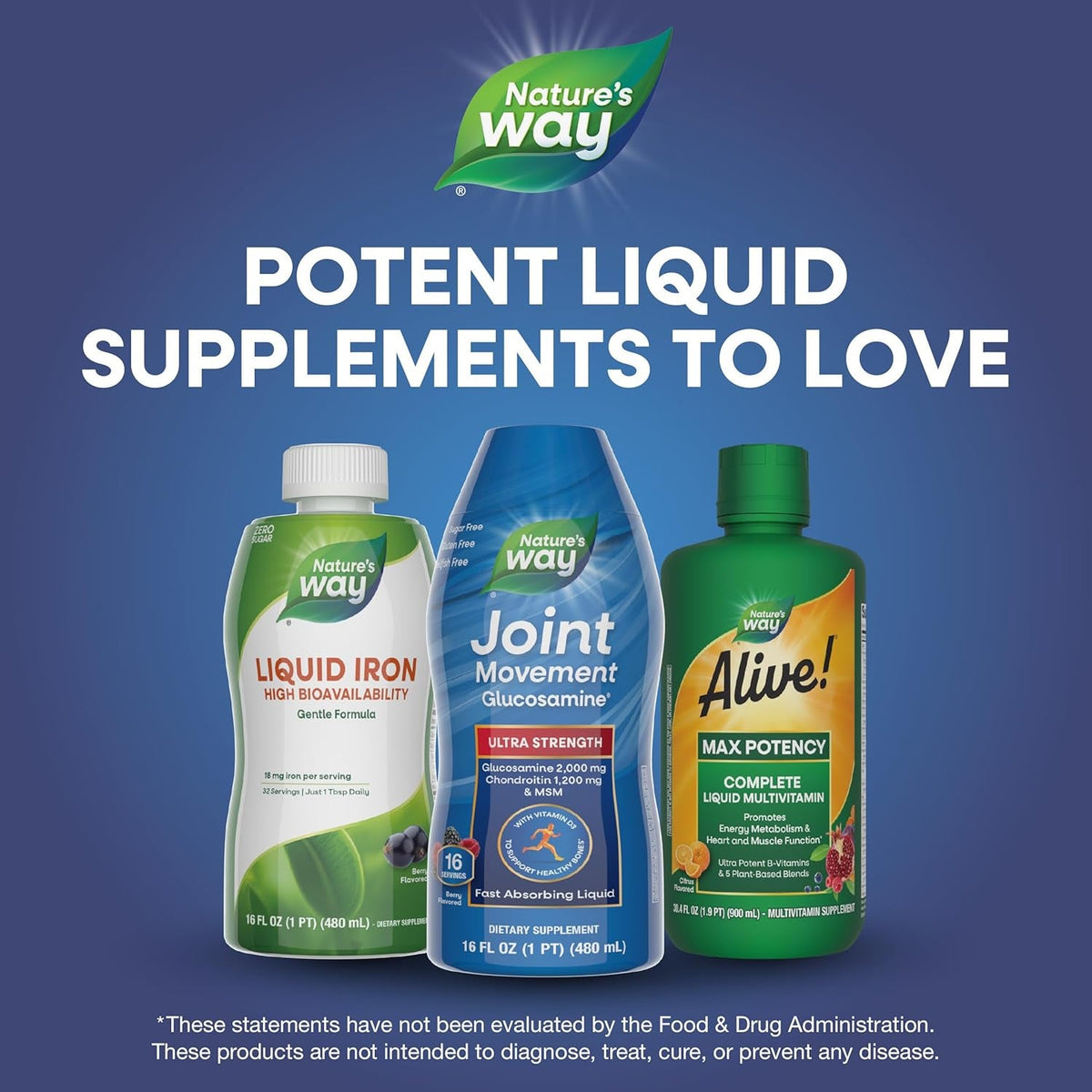 Nature'S Way Ultra-Strength Joint Movement Glucosamine Liquid, Glucosamine, Chondroitin, MSM with Vitamin D3 & Hyaluronic Acid, Fast-Absorbing Liquid, Joint Support Supplement*, Berry Flavored, 16 Oz