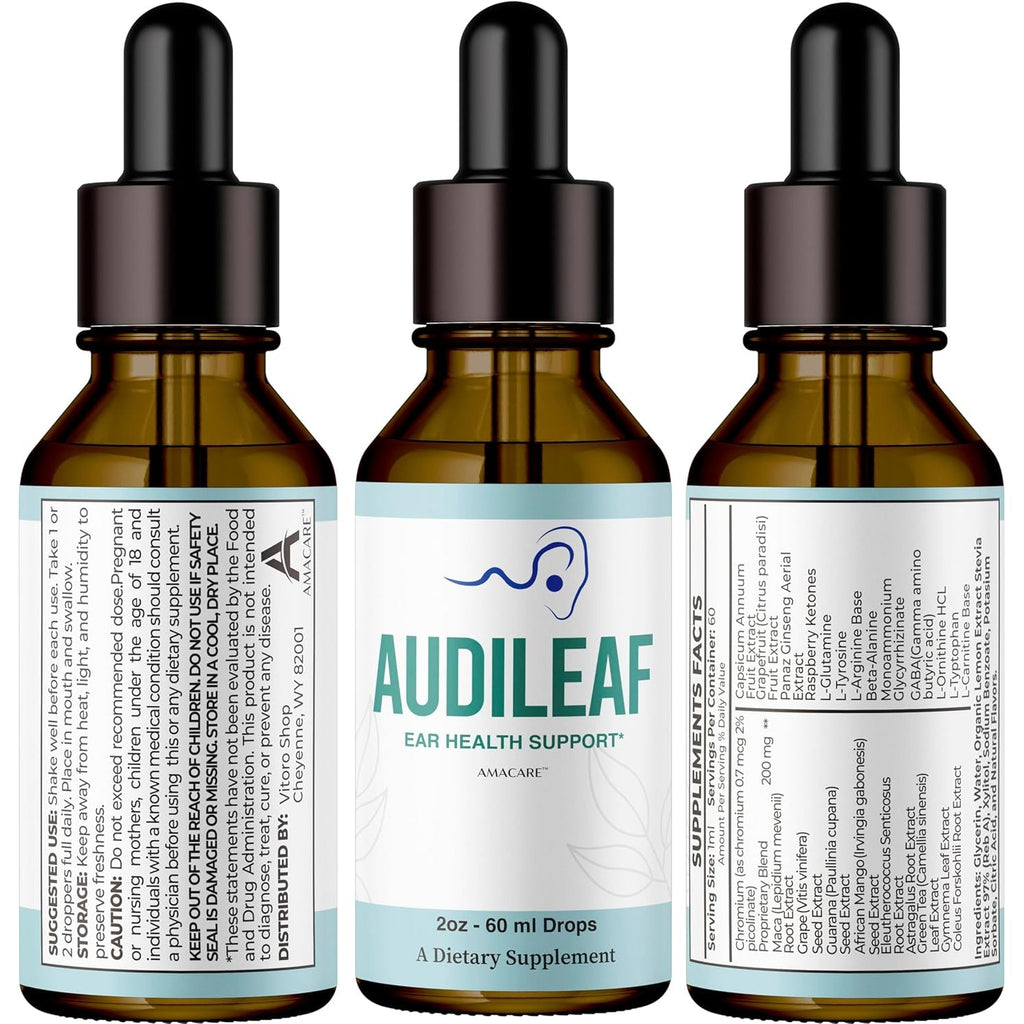 Audileaf Drops – Advanced Audileaf Drops Liquid Premium Formula All Natural Ear Health Support, Audileafdrops Daily Support Maximum Strength General Health & Wellness, 1 Bottle for 1 Month