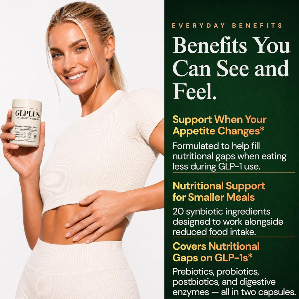 GLP-1 Support Supplement for Nausea, Bloating & Gut Health – Synbiotic Pre, Pro & Postbiotic for Women & Men, GLP-1 Users – Pharmacist Formulated, 20-In-1 (60 Capsules)
