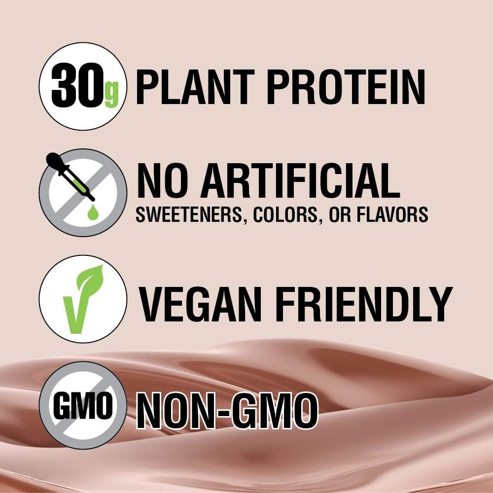 Lean Body Ready-To-Drink, Plant-Based Vegan Chocolate Protein Shake, 30G Protein, No Artificial Flavors, Sweeteners or Colors, Non GMO, Gluten Free, Premium Pea & Rice Blend (Pack of 12)