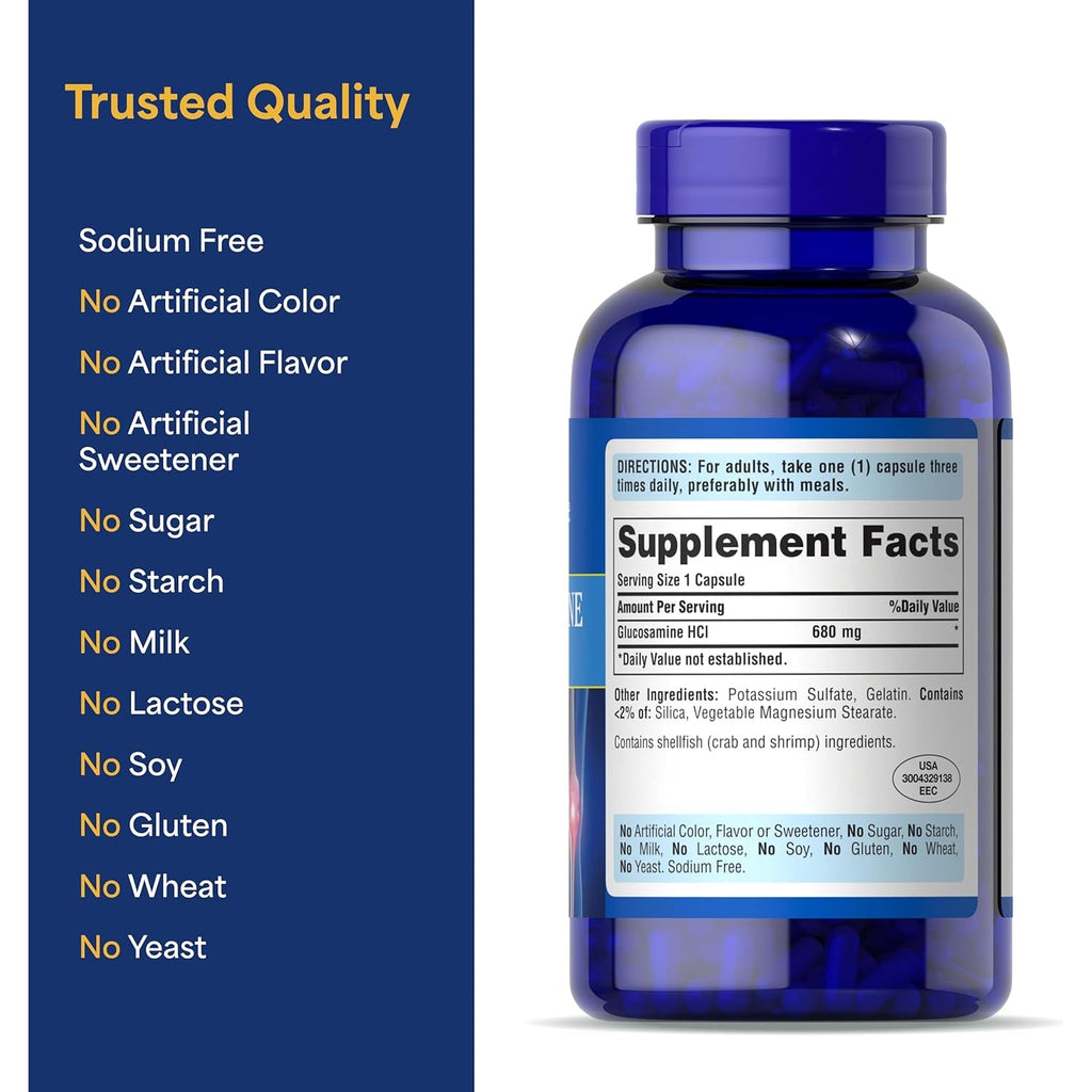 Puritan'S Pride Joint Formula Glucosamine HCI for Men and Women 680Mg, Dietary Supplement for Joint Health, 80 Day Supply, 240 Capsules