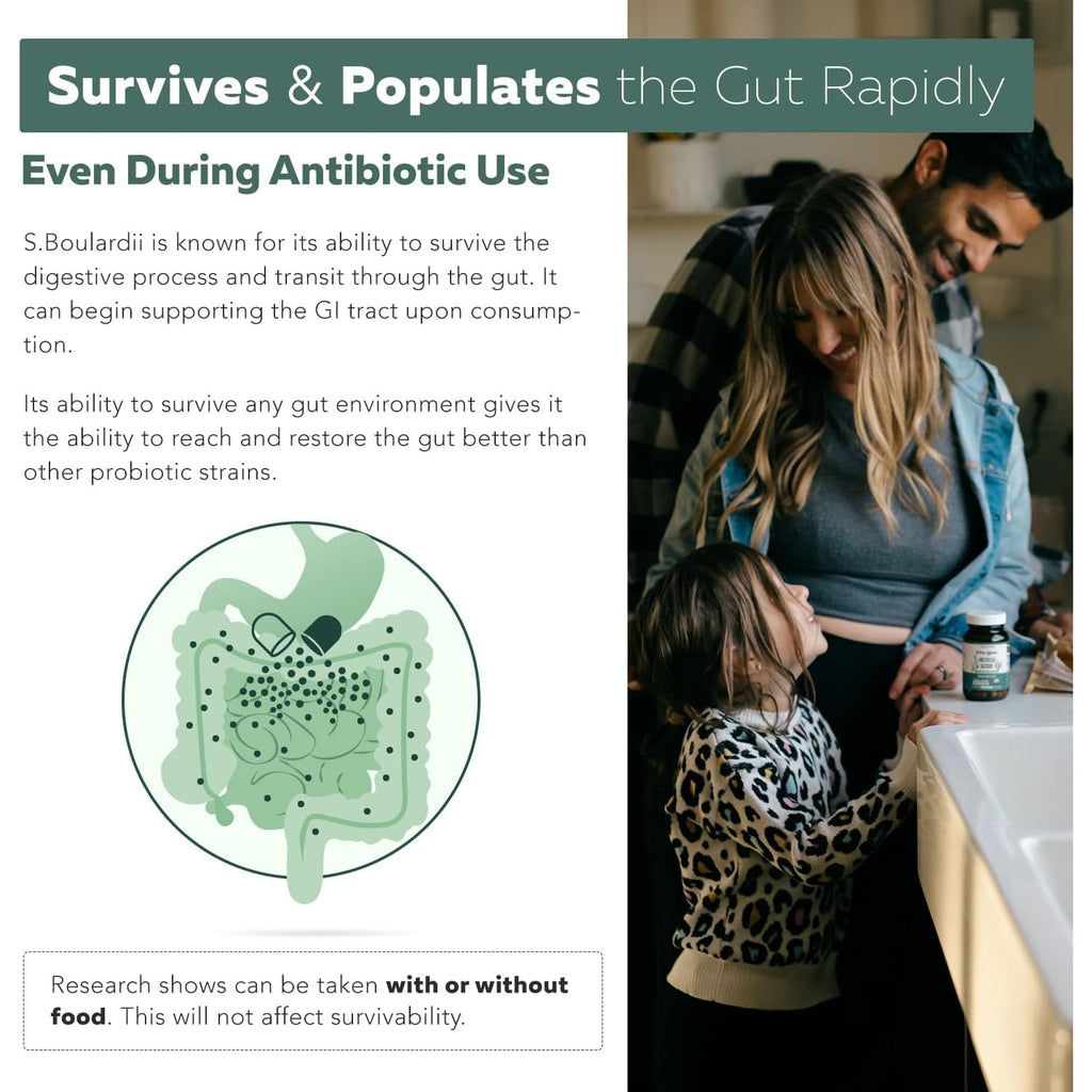 Organic Saccharomyces Boulardii - 10 Billion CFU - Clinically Validated CNCM I-1079 Probiotic Strain - Gut, Digestion & Healthy Bowel Support - First Organic Form of S. Boulardii Probiotic - 60 Count