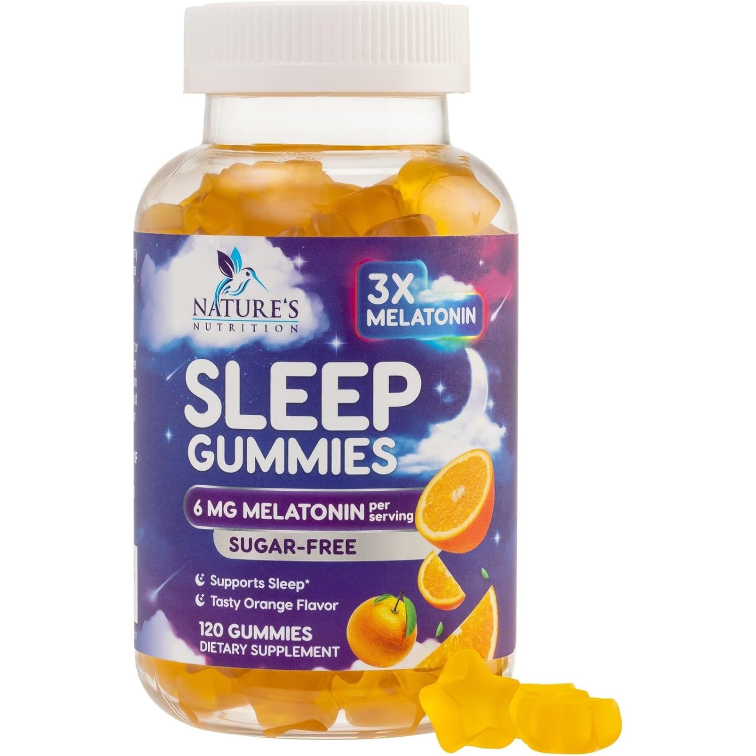 Melatonin Sleep Gummies - Melatonin 6Mg per Serving - Sugar-Free Melatonin Gummy for Adults - Extra Strength Sleeping Gummy Supplement - Supports Restful Sleep - Tasty Orange Flavor - 120 Gummies