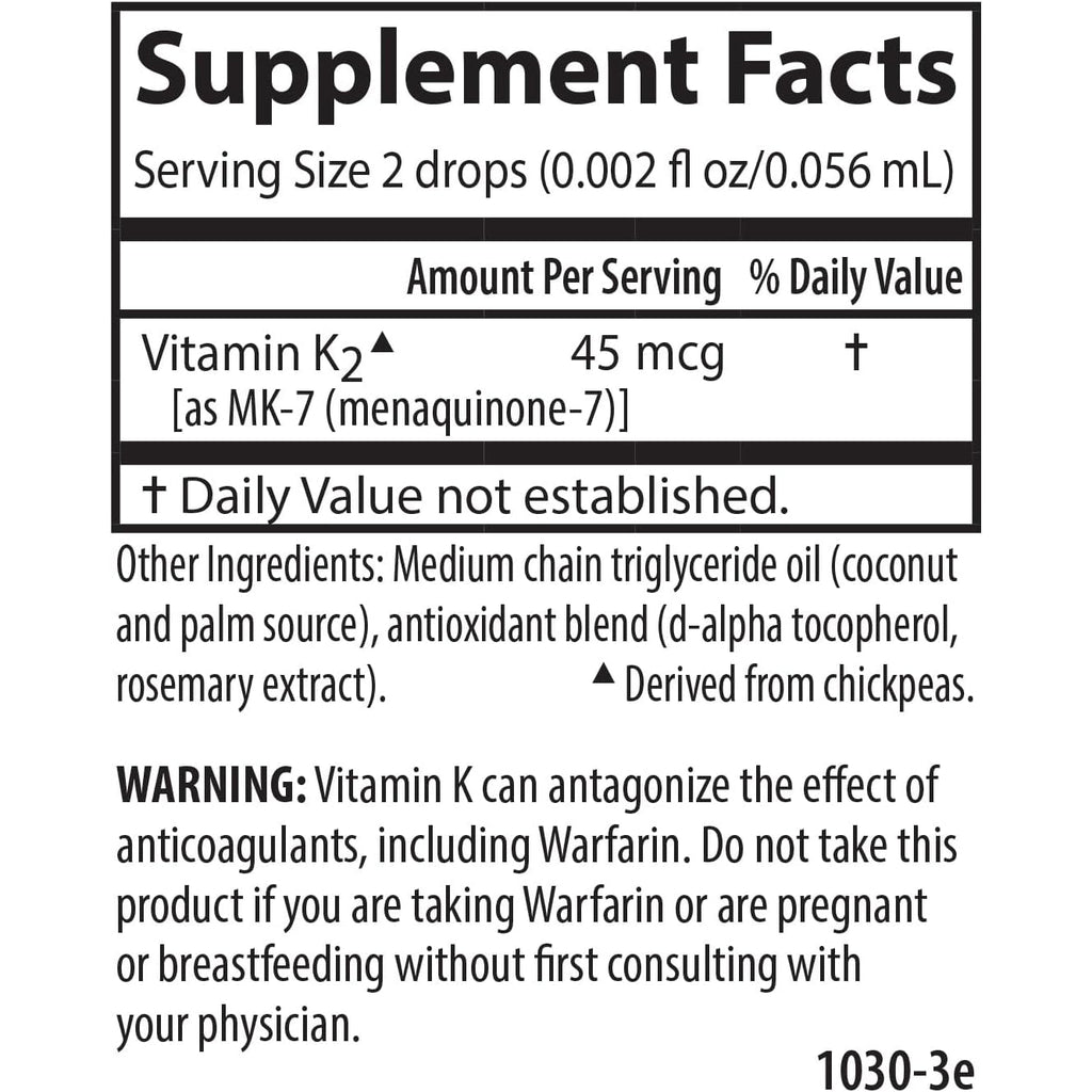 Carlson - Super Daily K2, 45 Mcg Liquid Vitamin K, Bone Health, K2 Vitamin, Vitamin K Supplement, Vitamin K-2 MK7, Unflavored, 360 Drops (10.16 Ml)