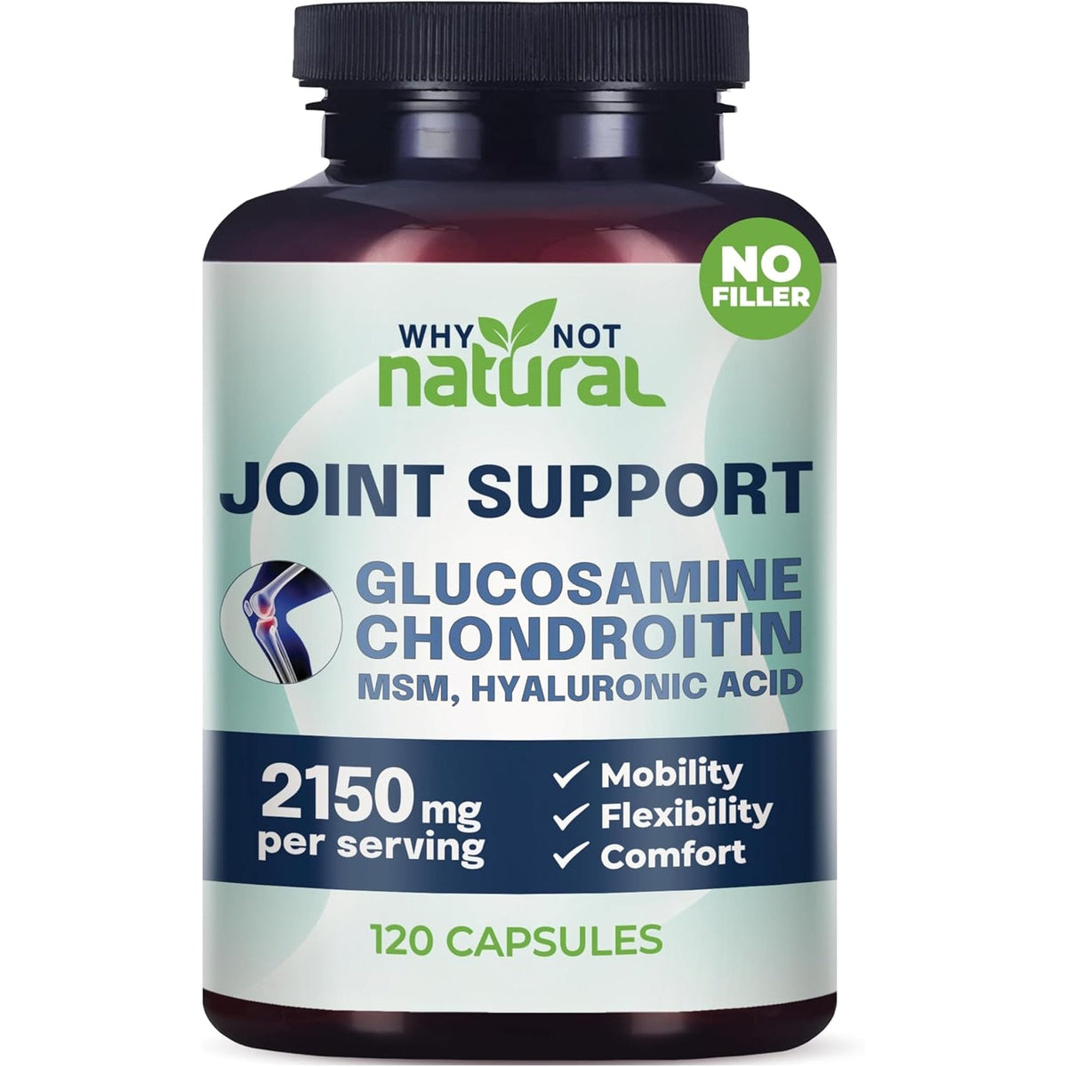 Why Not Natural Glucosamine Chondroitin, MSM, Joint Support Supplements - Knee Pain Joints Health Suppplement