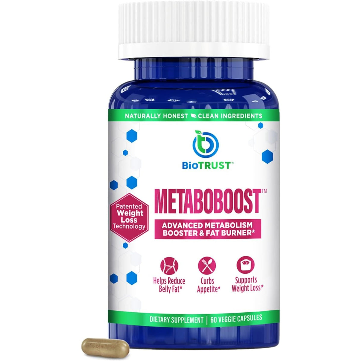 Biotrust Metaboboost Weight Loss Supplement - Appetite Suppressant | Calorie Fat Burner | Metabolism Booster - Clinically-Studied Diet Pills with Berberine for Holistic Weightloss Support- 60 Capsules
