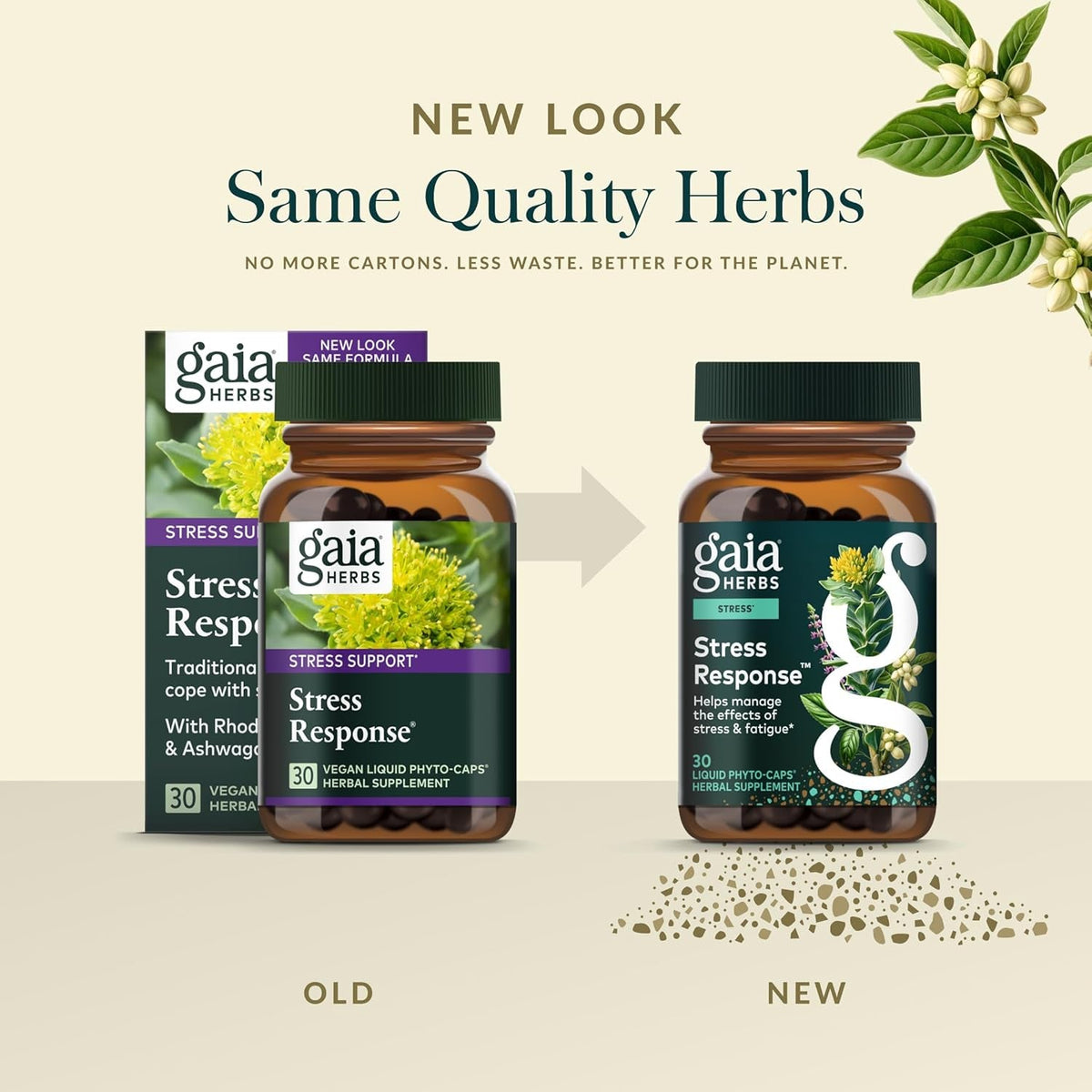 Gaia Herbs Stress Response Supplements - Supports Relaxation & Healthy Stress Response* - with Rhodiola, Holy Basil, Ashwagandha & More - 30 Vegan Liquid Phyto-Caps (15 Servings)