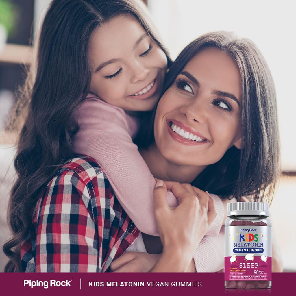 Piping Rock Kids Melatonin Gummies | 1Mg | 90 Count | Supplement for Children | Mixed Berry Flavor | Vegan, Non-Gmo, Gluten Free