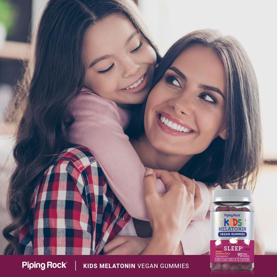 Piping Rock Kids Melatonin Gummies | 1Mg | 90 Count | Supplement for Children | Mixed Berry Flavor | Vegan, Non-Gmo, Gluten Free