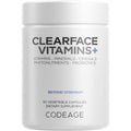Codeage Clearface Pantothenic Acid, Niacin Supplement, Vitamins A, C, D3, E, Probiotics, Zinc, Riboflavin, Thiamin, L-Lysine HCL & Omega-3, Niacinamide, Skin Botanical Blend - Non-Gmo - 90 Capsules