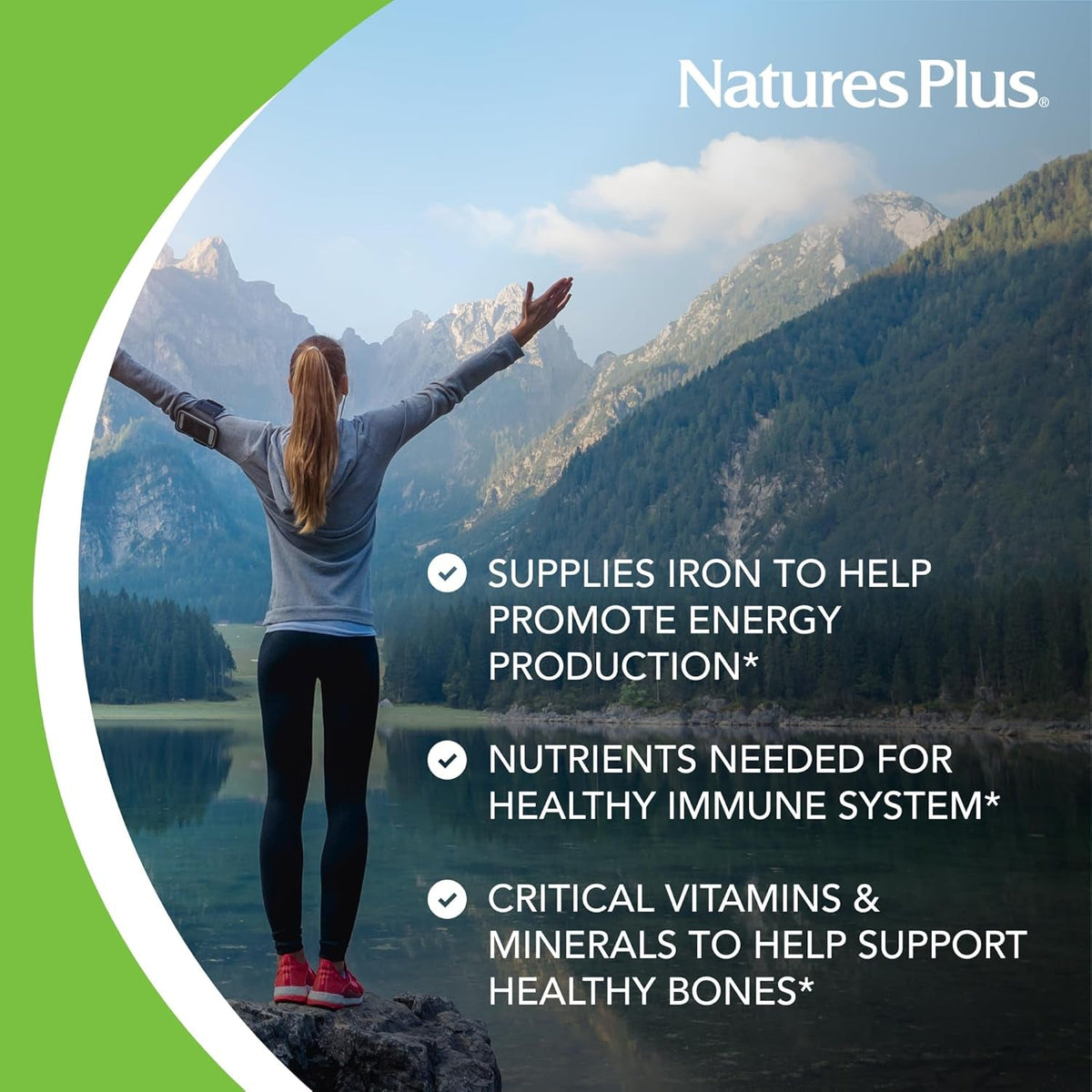 Naturesplus Source of Life Women - 60 Tablets - Multivitamin & Mineral Supplement - with Iron, Calcium, Folate & Lutein - Gluten Free, Vegetarian - 30 Servings
