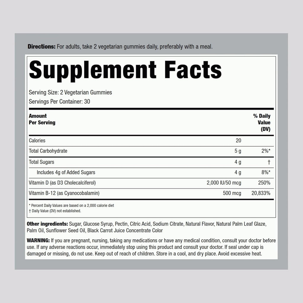 Piping Rock Vitamin D3 and B12 Gummies | 60 Count | Supplement for Women and Men | High Potency | Strawberry Flavor | Vegetarian, Non-Gmo, Gluten Free