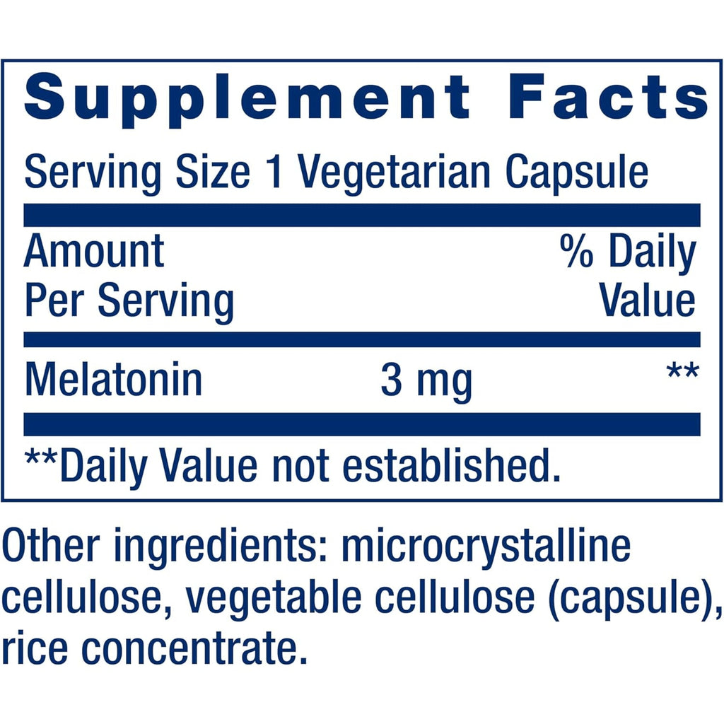 Life Extension Melatonin, 3 Mg, Optimal Sleep Support, Healthy Circadian Rhythms, Cellular Defense, Gluten-Free, Non-Gmo, Vegetarian, 60 Capsules
