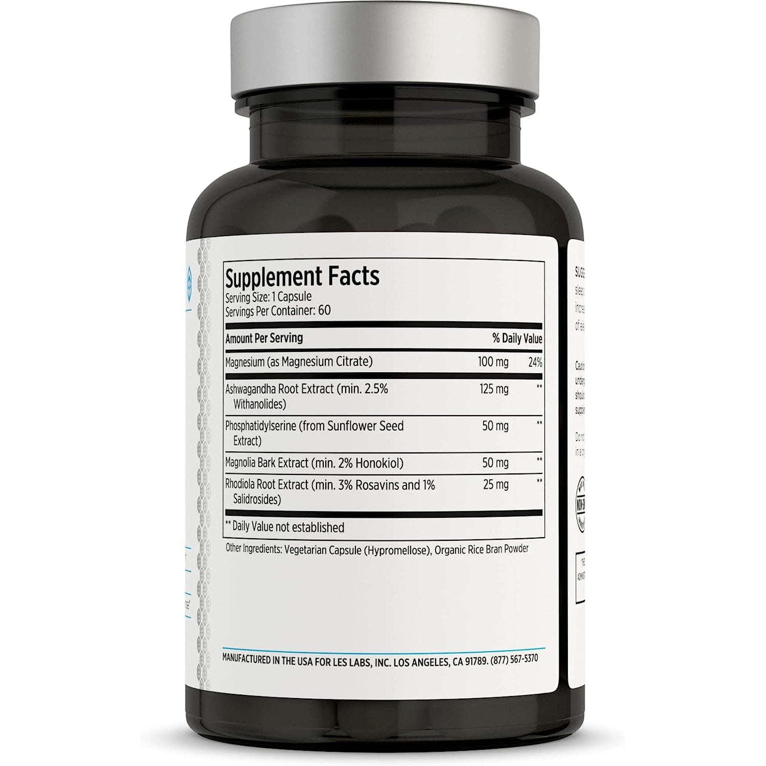 LES Labs Cortisol Health – Stress Relief, Balanced Cortisol Response, Relaxation & Deep Sleep – Phosphatidylserine, Magnesium, Magnolia Bark, Rhodiola Rosea & Ashwagandha – Non-Gmo – 60 Capsules