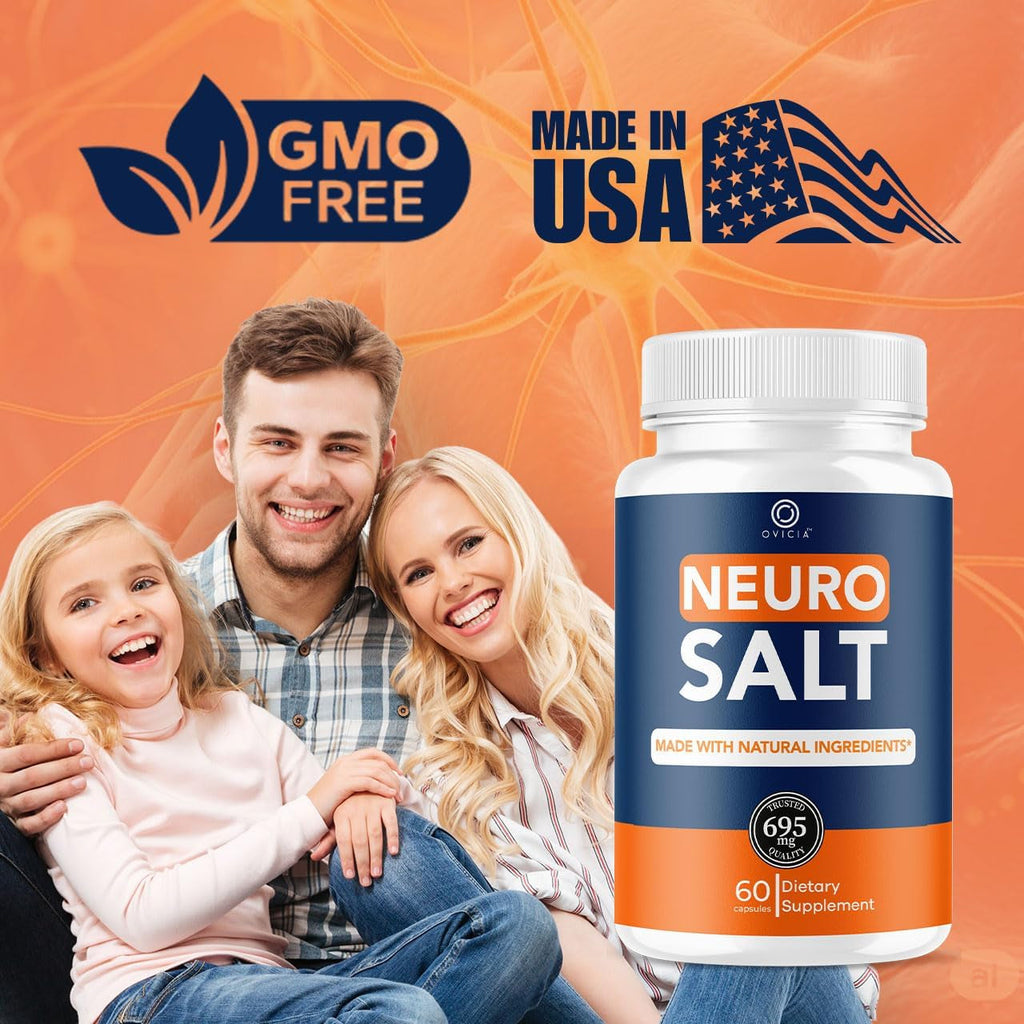 Neuro Salt Capsules - Official Neurosalt Pills Advanced Premium Formula Support Maximum Strength, All Natural Ingredients Vitamins for Overall Health & Wellness, 60 Capsules for 1 Month