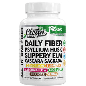 Fiber Supplement Capsules Slippery Elm Psyllium Husk Cascara Sagrada Dandelion Root Turmeric Supplement Aloe Vera Licorice Senna Marshmallow Root Digestive Health Cleanse 90 Pills by Clean Nutra
