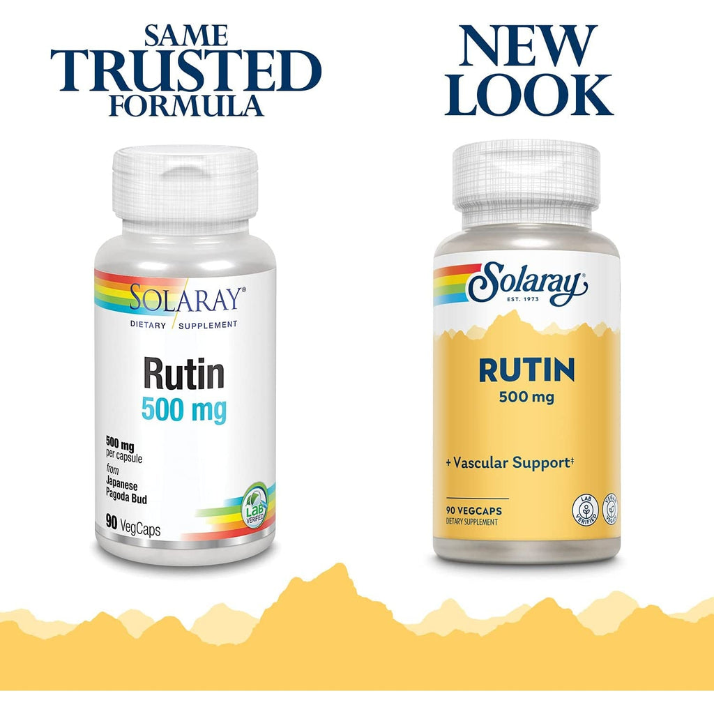 SOLARAY Rutin - 500 Mg per Serving, Rutin Supplement for Men and Women, Bioflavonoids Supplement, Supports Vein & Vascular Health, Blood Circulation, and Wellness - 90 Count Vegcaps