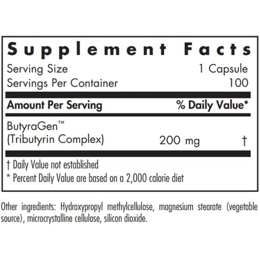 Nutricology Butyraid Colon Lining Nutrition - Supports Gut and Colon Health - Digestive Support - Delivers 200 Mg - Vegetarian & Hypoallergenic - 100 Servings - 100 Delayed-Release Capsules