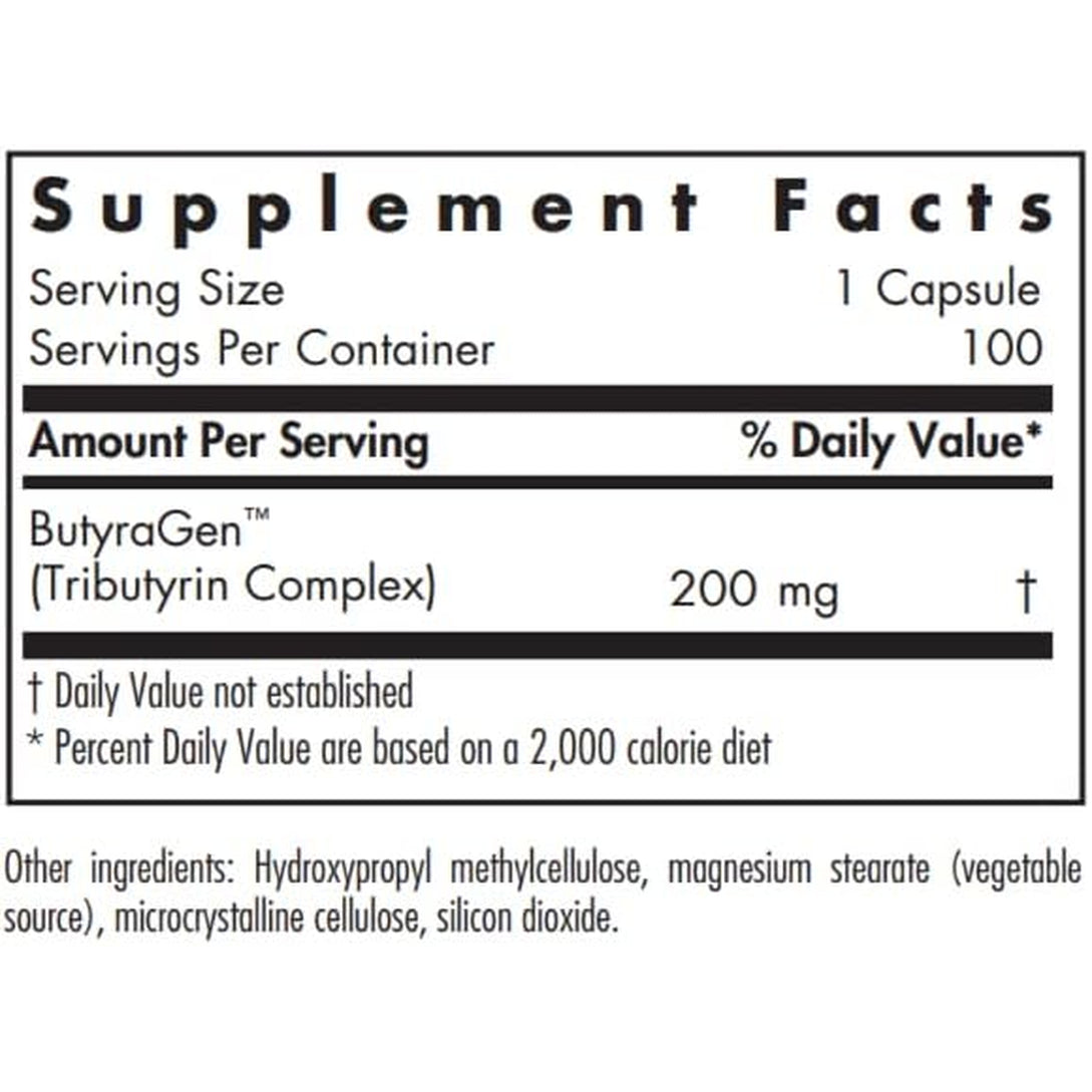 Nutricology Butyraid Colon Lining Nutrition - Supports Gut and Colon Health - Digestive Support - Delivers 200 Mg - Vegetarian & Hypoallergenic - 100 Servings - 100 Delayed-Release Capsules
