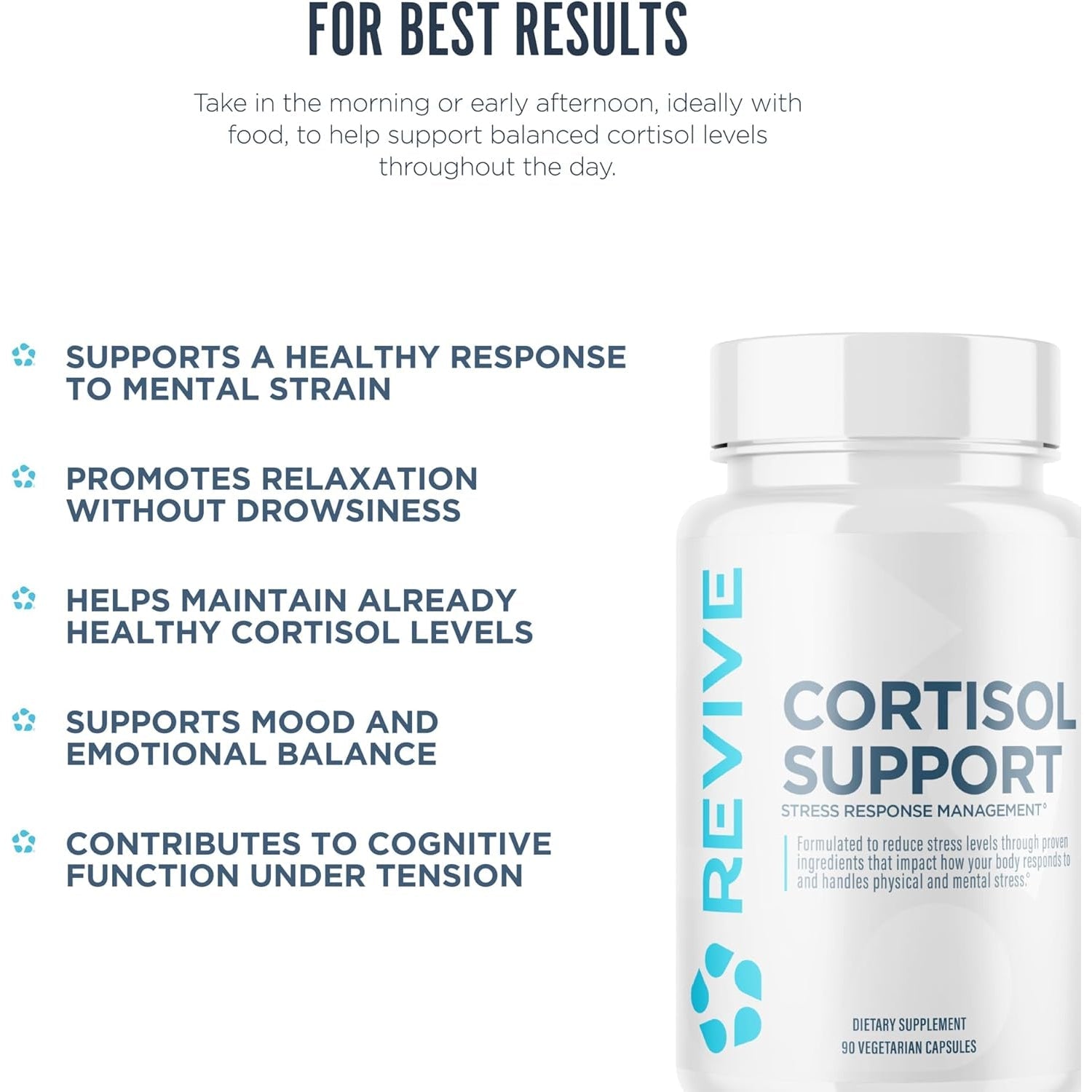 Revive MD Cortisol Manager, 90 Vegetarian Capsules - Cortisol Supplement W/Magnesium & L-Theanine Support Health, Focus, Energy, Fatigue, & Adrenal Gland Function - Vegan & Gluten-Free (30 Servings)