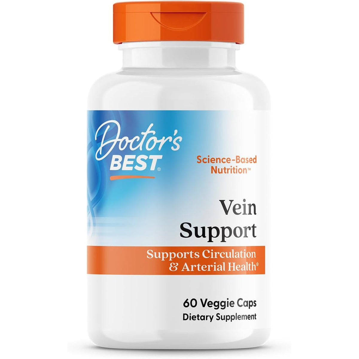 Doctor'S Best Vein Support Supplement - Contains Diosmin & Hesperidin, Circulation Support for Legs & Feet, for Men & Women, Formula with Vitamin K2 & Natural Orange Extract, Vegan - 60 Veg Caps