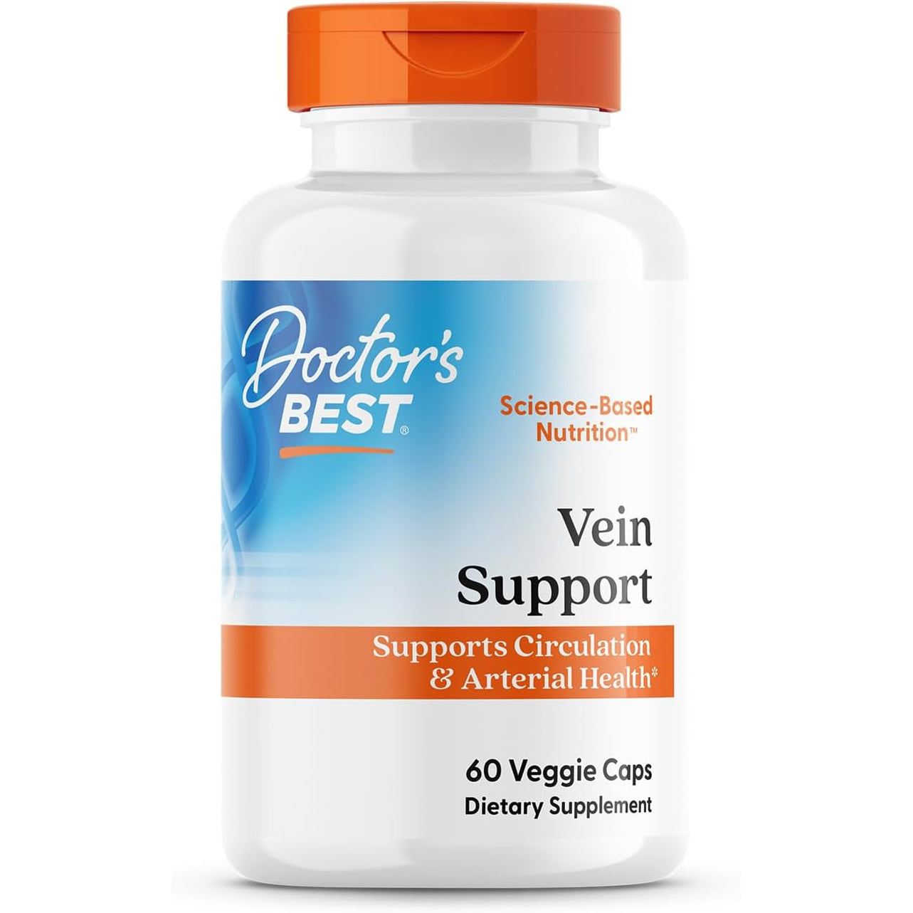 Doctor'S Best Vein Support Supplement - Contains Diosmin & Hesperidin, Circulation Support for Legs & Feet, for Men & Women, Formula with Vitamin K2 & Natural Orange Extract, Vegan - 60 Veg Caps