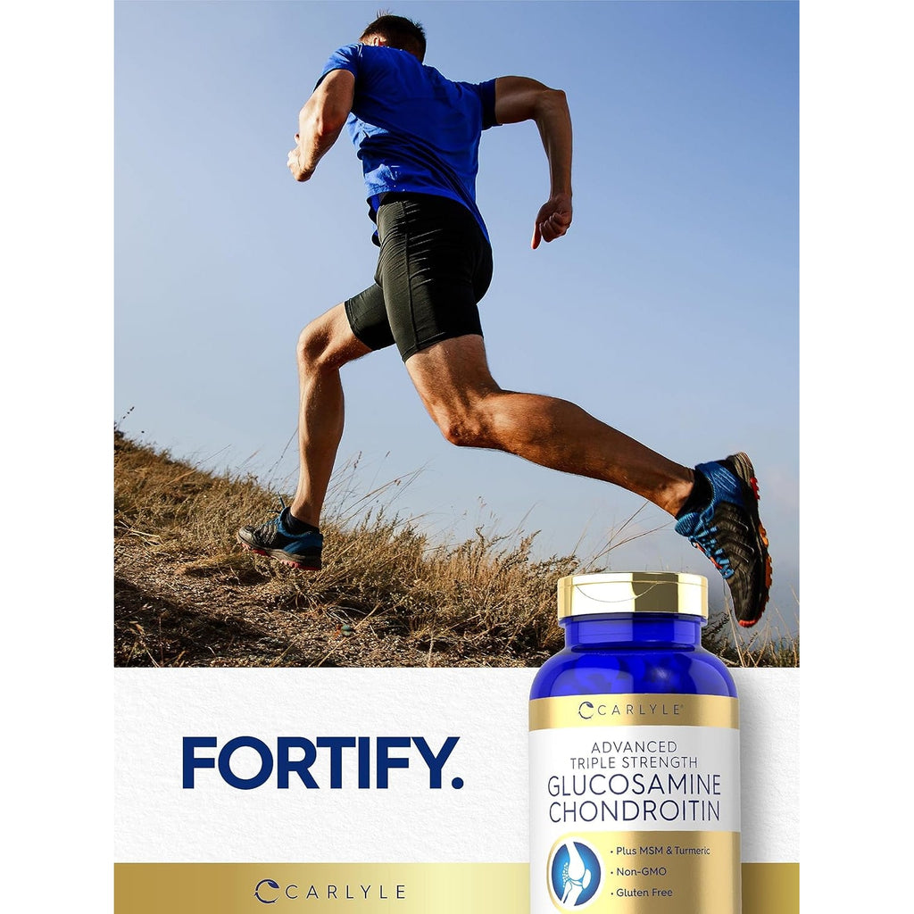 Carlyle Glucosamine Chondroitin MSM Turmeric | 200 Count | Advanced Triple Strength Supplement | Non-Gmo & Gluten Free