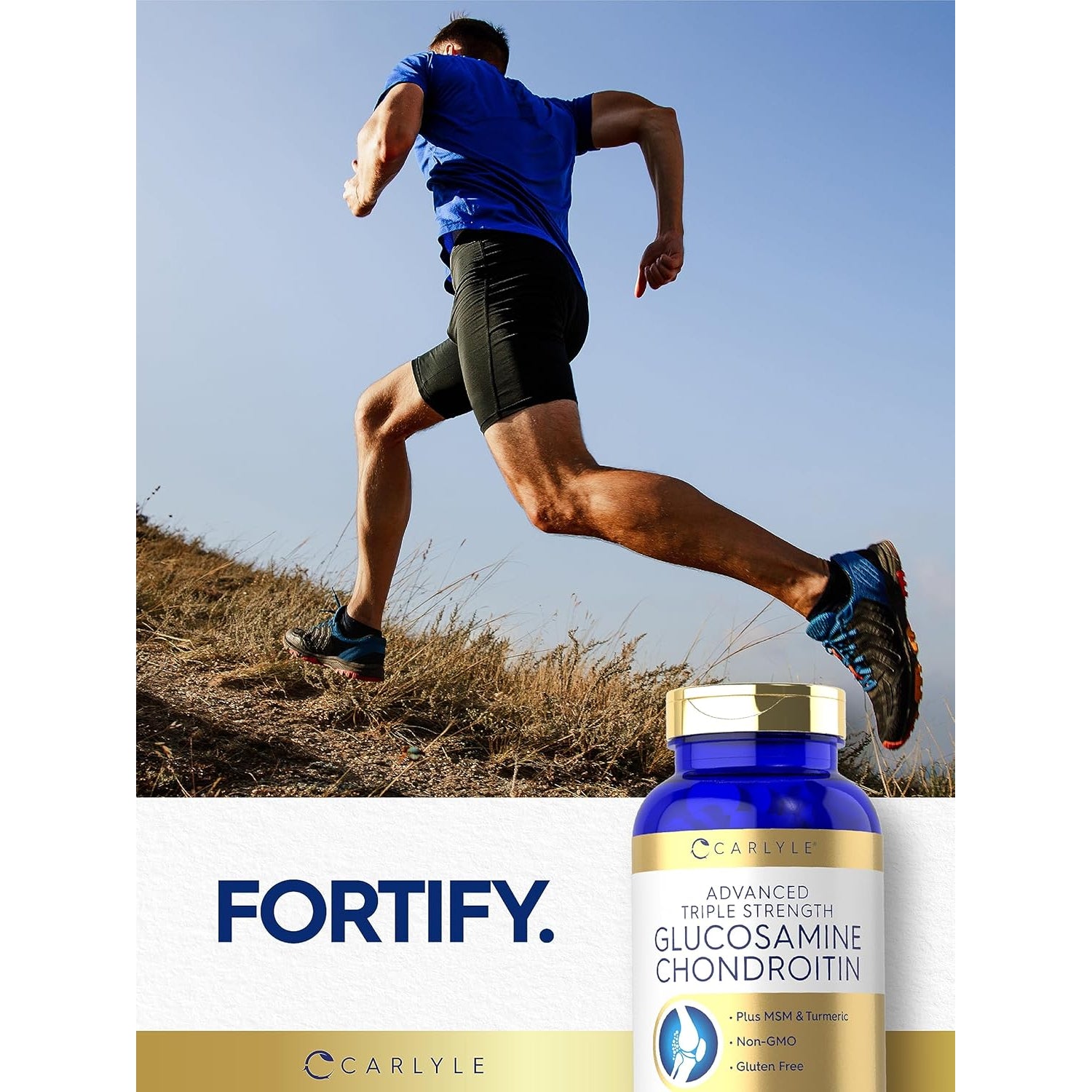 Carlyle Glucosamine Chondroitin MSM Turmeric | 200 Count | Advanced Triple Strength Supplement | Non-Gmo & Gluten Free