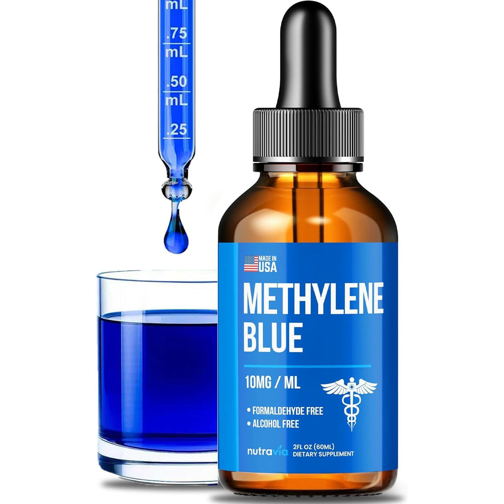 Methylene Blue Drops 1% USP Grade Third Party Lab Tested - USA Made - Formaldehyde Free, Increased Absorption, Blue Methylene Supreme Supplement for Humans, Methane Azul De Metileno Para Humanos (2Oz)
