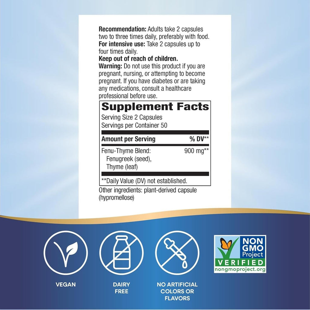 Nature'S Way Premium Blend Fenu-Thyme, 900 Mg per Serving, 100 Vcaps