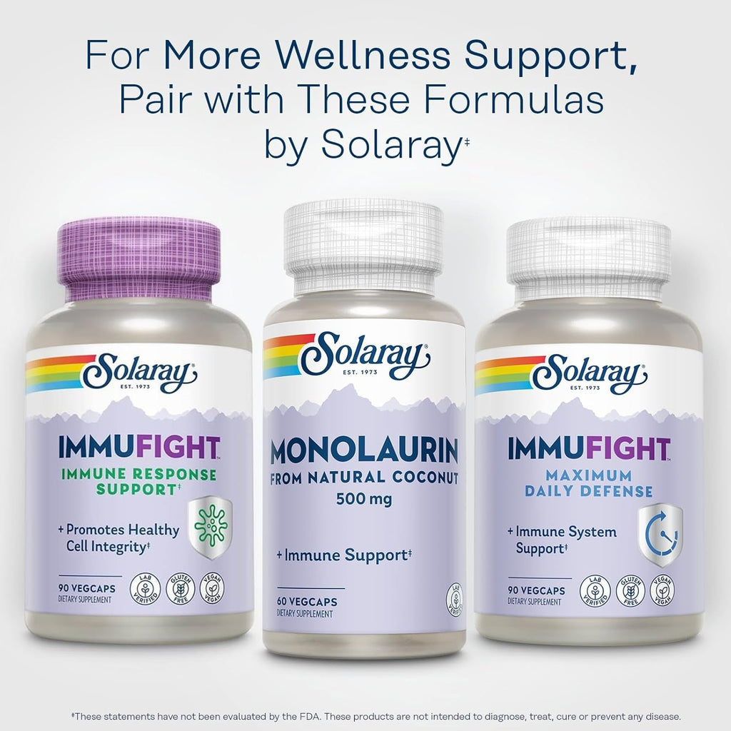 SOLARAY Monolaurin 500Mg from Natural Coconut - Monolaurin Supplement for Powerful Nutritive Support - Lab Verified - 60 Servings, 60 Vegcaps