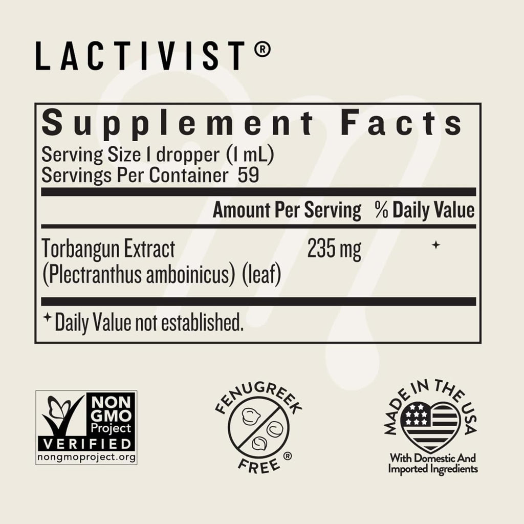 Legendairy Milk Lactivist Drops, Breastfeeding Supplement to Increase Breast Milk Supply, Organic Torbangun for Lactation, Made in USA, Alcohol Free, 2 Fl Oz