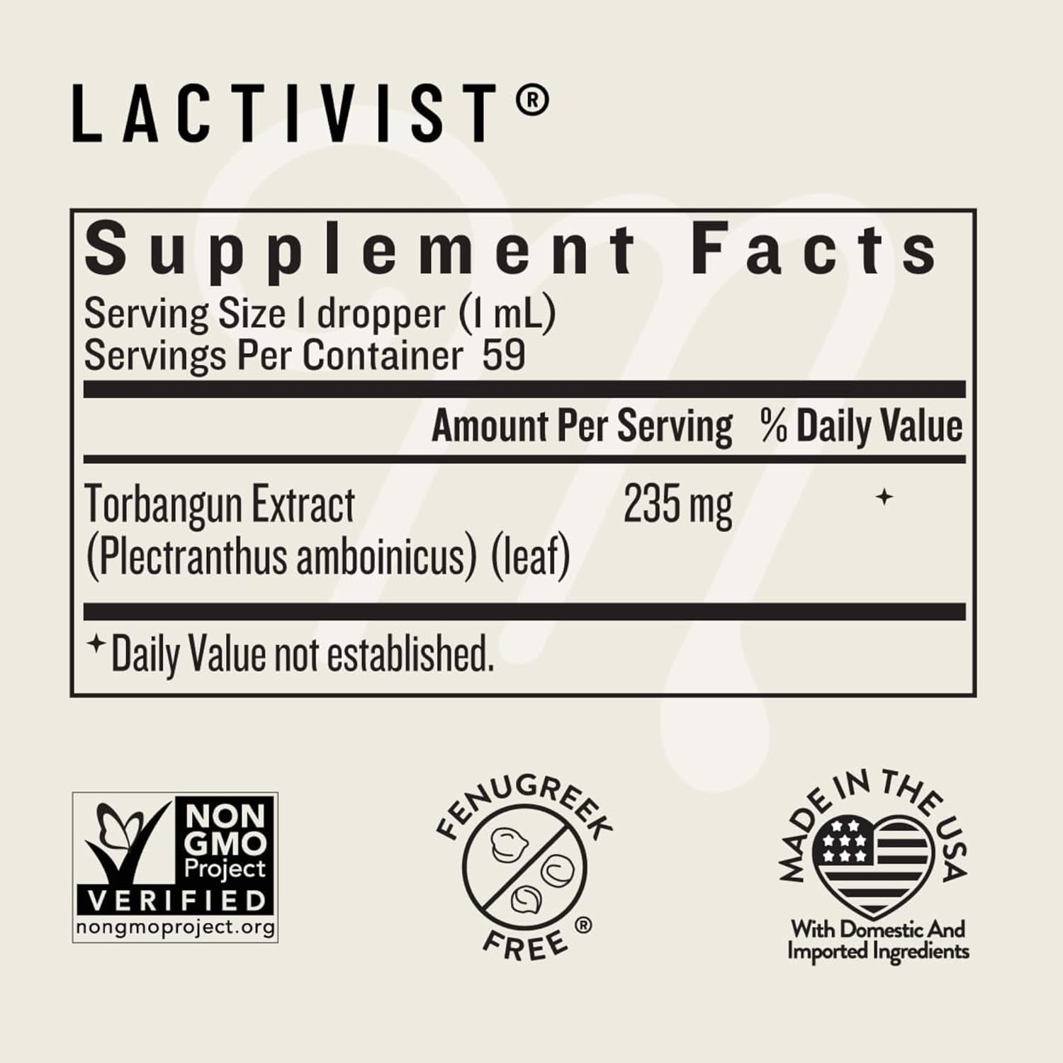 Legendairy Milk Lactivist Drops, Breastfeeding Supplement to Increase Breast Milk Supply, Organic Torbangun for Lactation, Made in USA, Alcohol Free, 2 Fl Oz
