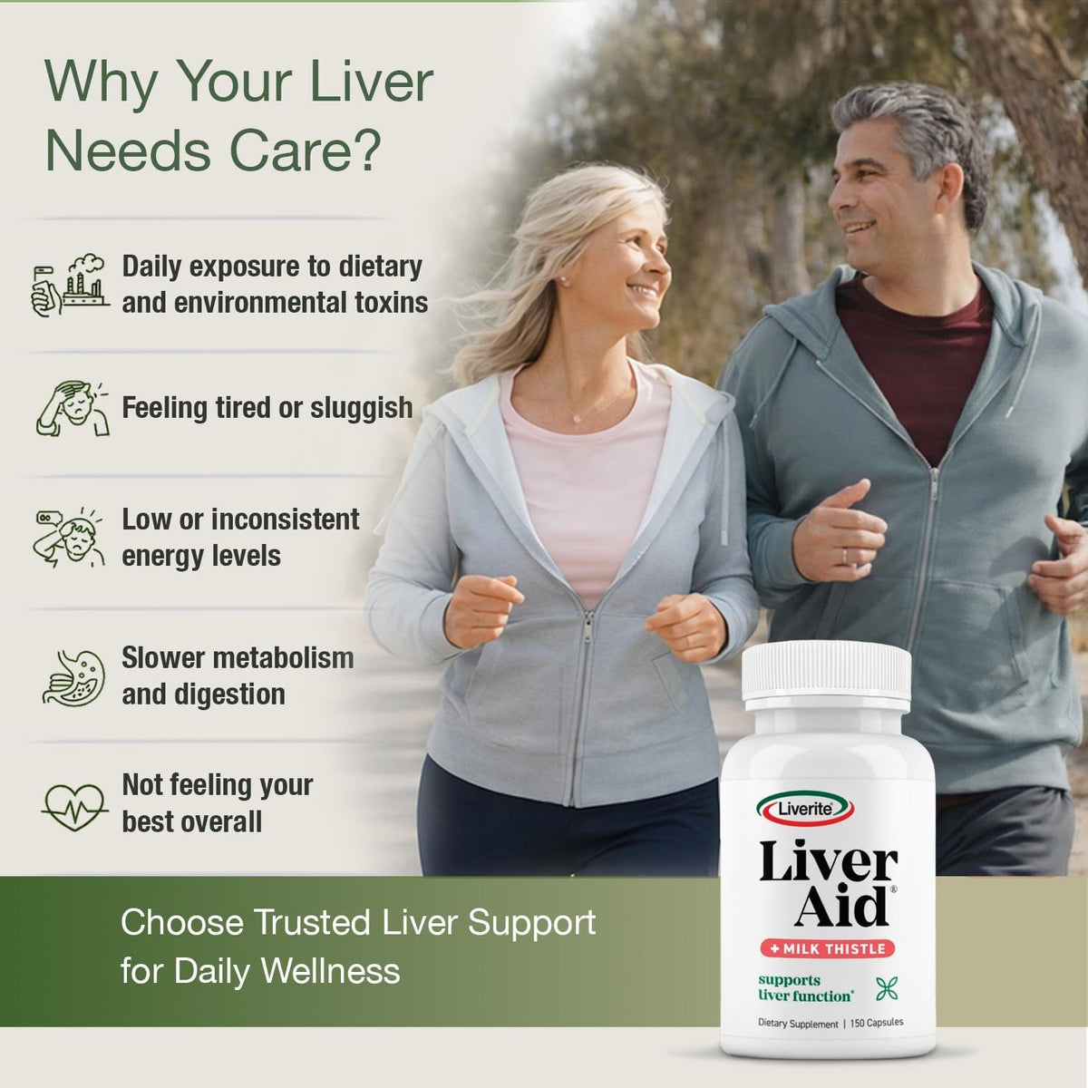 LIVERITE Liver Aid 2-Pack 150 Capsules (Total 300Ct), Supports Healthy Liver Function, Cleansing, Energy and Daily Wellness