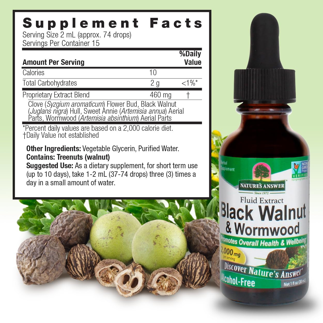Nature'S Answer Black Walnut and Wormwood Complex | Promotes Overall Health and Wellbeing | Super Concentrated 2,000Mg | Vegan, Non-Gmo, Gluten-Free & Alcohol-Free 1Oz | Promotes a Healthy Gut